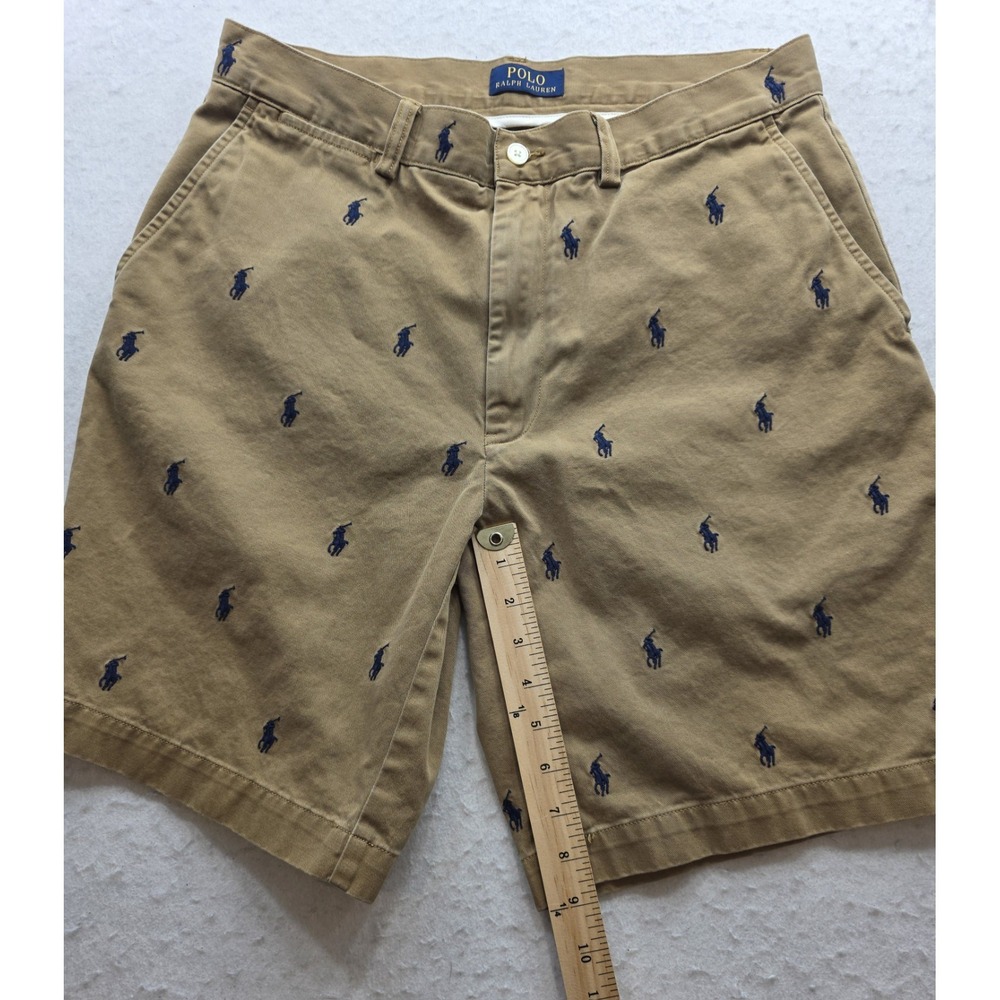 Polo Ralph Lauren Men's Brown w Embroidered Blue Ponies Chino Shorts. Size 32 - Picture 6 of 7